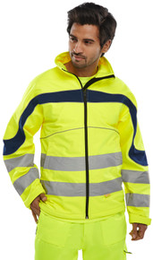 Beeswift Men's Hi Vis Eton Soft Shell Jacket Yellow Navy