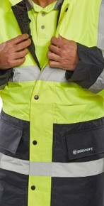 Beeswift Men's Hi Vis Two Tone Traffic Jacket Yellow Navy