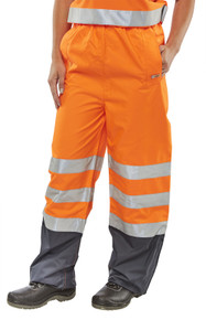 Beeswift Men's High Visibility Belfry Trousers Orange Navy