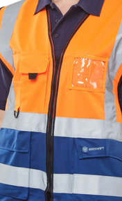 Beeswift Hi Vis Two Tone Executive Vest Waistcoat Orange Navy