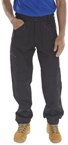 Beeswift Men's Click Action Work Trousers 7 Zip Black