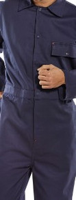 Beeswift Men's Click Cotton Drill Boilersuit Navy Blue