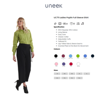 Uneek Women's Poplin Classic Full Sleeve Shirt