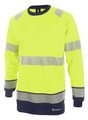 Beeswift Men's Hi Vis Two Tone T-Shirt Long Sleeve Yellow Navy