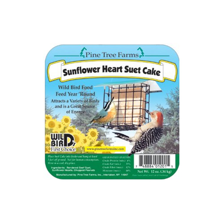 (#PT-SH)  Pine Tree Farms Sunflower Heart  Suet Cake  12 oz.