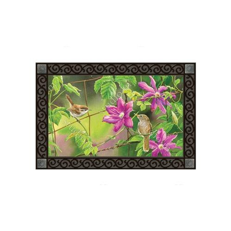 Magnet Works Wren with Purple Clematis MatMate
