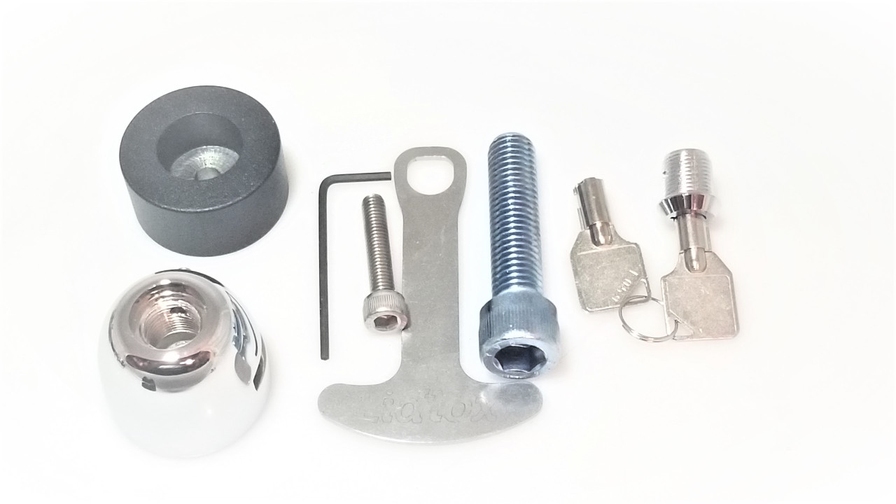 1069-BC Lidlox Single for BMW R18, Black Spacer, Chrome Lock.