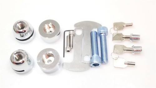 1070-CC Lidlox Pair for BMW R18, Chrome Spacer, Chrome Lock.