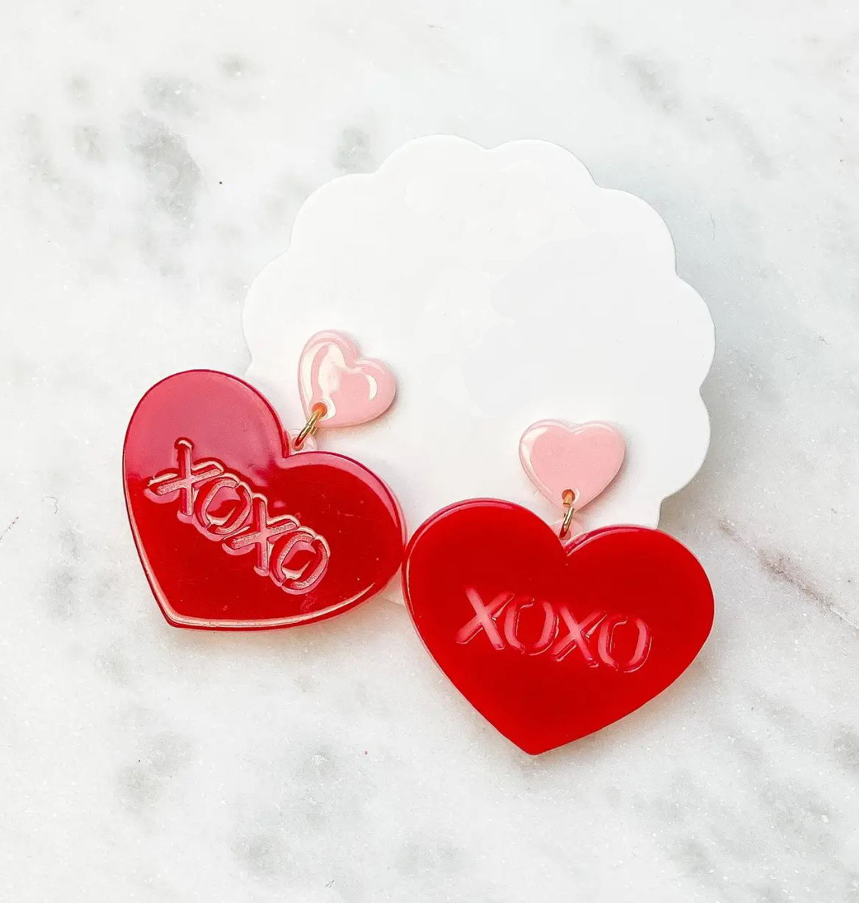 Xoxo Beaded Valentine's Earrings - Red