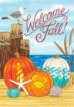 coastal pumpkins fall garden flag