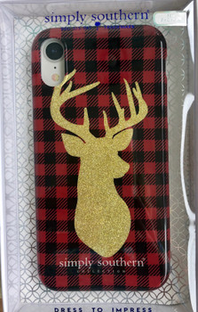 simply southern cell phone case deer buffalo plaid red
