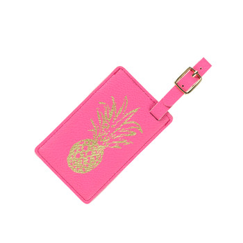 pink gold pineapple luggage tag