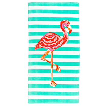 Pink Flamingo Stripe Beach Towel Pink Flamingo Stripe Beach Towel
