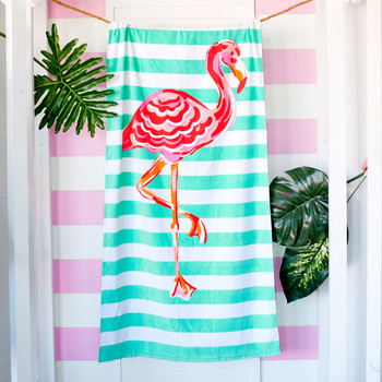 Pink Flamingo Stripe Beach Towel Pink Flamingo Stripe Beach Towel