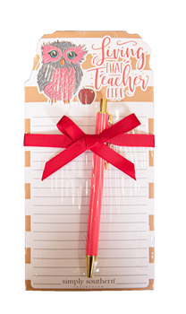 Teacher Life Magnetic Notepad & Pen Set