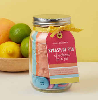 Checkers Game Set in Mason Jar