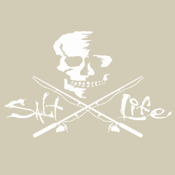 white vinyl decal skull and poles salt life