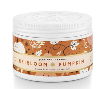 heirloom pumpkin small tin candle