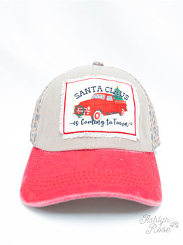 santa claus is coming to town leopard holiday hat