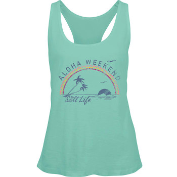 salt life aqua racerback tank aloha weekend palms