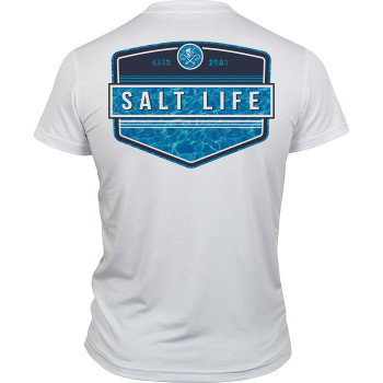 salt life calm waters badge SLX performance UV sun protection t-shirt salt life calm waters badge SLX performance UV sun protection t-shirt