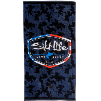 salt life amerishield beach towel american flag patriotic blue marlin camo