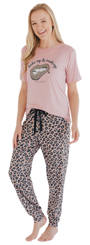 simply southern pajama t-shirt set leopard wake up and makeup simply southern pajama t-shirt set leopard wake up and makeup