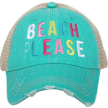 beach please teal mesh trucker hat