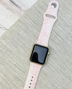 pink snakeskin silicone smart apple watch band