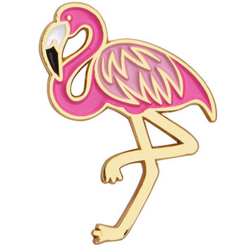 enamel pin pink flamingo