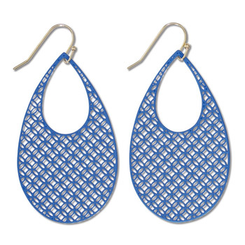 navy cut-out nautical teardrop shape earrings