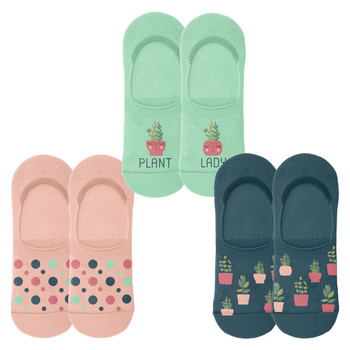 set of 3 no show socks plant lady garden