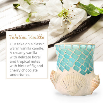 shoreline mosaic coastal candle with seashells mermaid collection tahitian vanilla