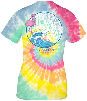 simply southern tie dye t-shirt tee flamingo waves mighty classic