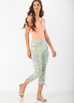 high rise coastal cropped leggings aqua coral navy mermaid