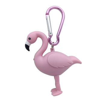 pink flamingo led light up keychain with sound