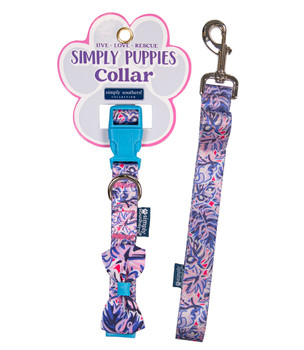 simply southern leaf palm dog collar and leash set pet