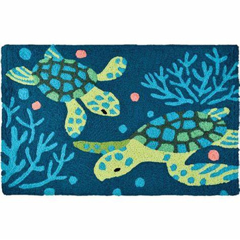 20x30 Deep Blue Sea Turtles Washable Rug