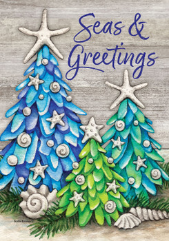 seaglass trees coastal christmas flag