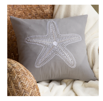 embroidered starfish coastal decorative throw pillow