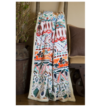 boho stripe sherpa throw blanket