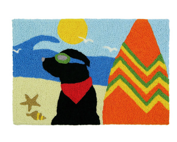 surfer dud dog washable coastal accent rug dog black lab