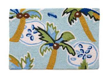 jellybean washable rug tropical palm trees and sanddollars sand dollars coastal rug