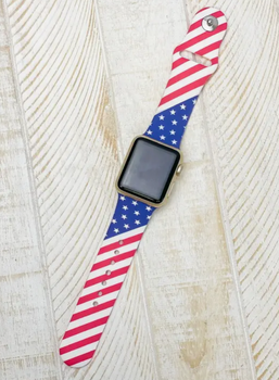apple smart watch band patriotic american flag silicone