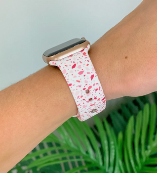 red and pink terrazzo apple smart watch band valentine's