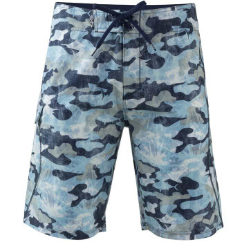 salt life men's boardshorts with blue camo print featuring marlin, tuna into the abyss design salt life men's boardshorts with blue camo print featuring marlin, tuna into the abyss design