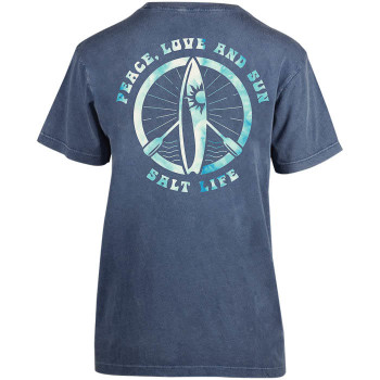 salt life t-shirt stand-up paddleboard peace love sun washed navy