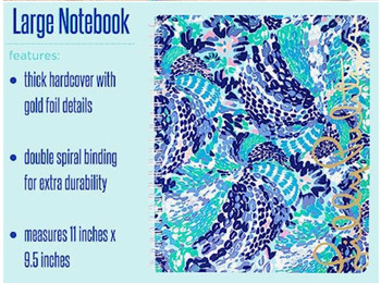 lilly pulitzer large spiral notebook wave after wave blue teal aqua