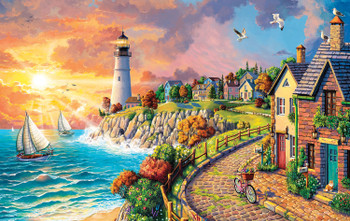 lighthouse by the sea puzzle coastal nautical light house seaside sea