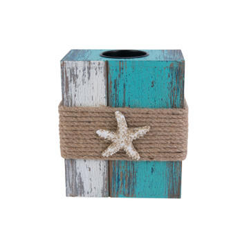distressed wood candle holder with rope and starfish distressed wood candle holder with rope and starfish